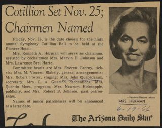 Cotillion Set Nov. 25, Chairmen Named Newspaper Clipping, June 17, 1966