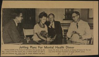 Jotting Plans for Mental Health Dinner Newspaper Clipping, April 26, 1968