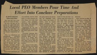 Local PEO Members Pour Time and Effort Into Conclave Preparations Newspaper Clipping