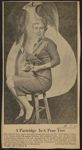 A Partridge in a Pear Tree Newspaper Clipping, December 3, 1966