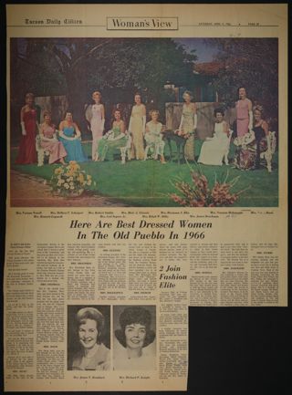 Here Are Best Dressed Women in the Old Pueblo in 1966 Newspaper Clipping, April 9, 1966
