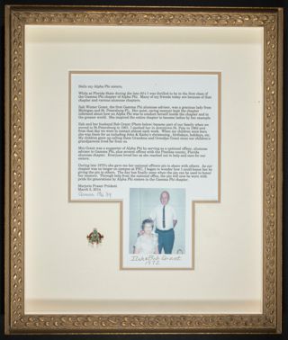 Marjorie Prickett to Alpha Phi Sisters Framed Letter, March 5, 2014