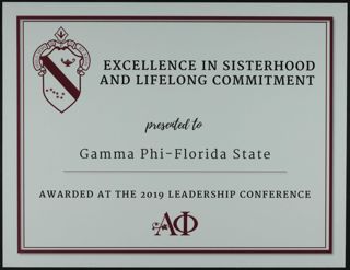 Excellence in Sisterhood and Lifelong Commitment Certificate, 2019
