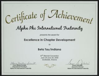 Excellence in Chapter Development Certificate, 2008