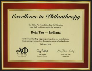 Excellence in Philanthropy Certificate, February 2018