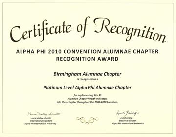 Birmingham Alumnae Chapter Recognized as Platinum Level