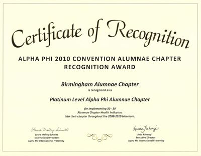 Birmingham Alumnae Chapter Recognized as Platinum Level
