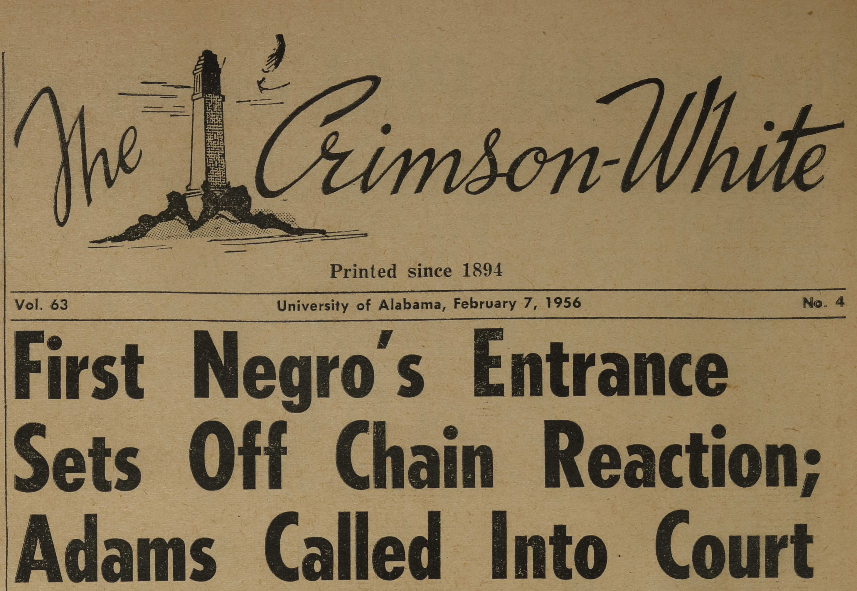 Autherine Lucy Admitted to the University of Alabama