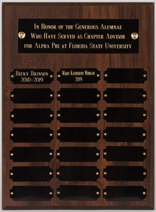 Gamma Phi Chapter Advisers Plaque, 2010-2019