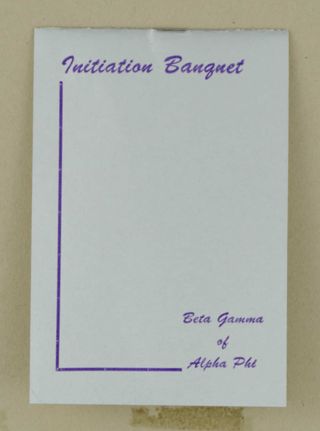Beta Gamma of Alpha Phi Initiation Banquet Program, October 15, 1960