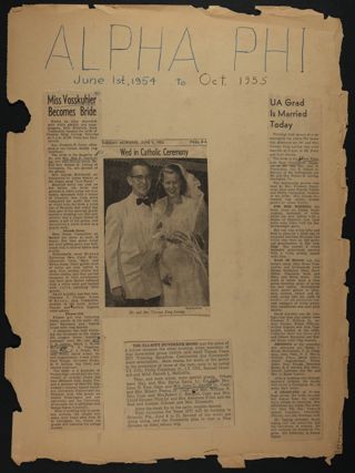 Beta Epsilon Chapter Scrapbook, 1950s-1990s, Page 1