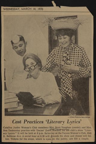 Cast Practices 'Literary Lyrics' Newspaper Clipping, March 18, 1970