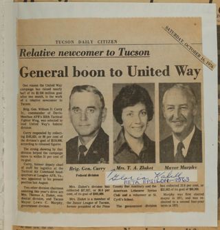 General Boon to United Way Newspaper Clipping, October 16, 1976
