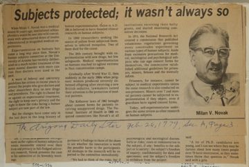 Subjects Protected, It Wasn't Always So Newspaper Clipping, February 26, 1979
