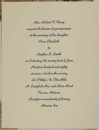 Clare Elizabeth Ferry Wedding Invitation, June 21, 1980