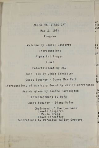 Alpha Phi State Day Invitation, May 2, 1981