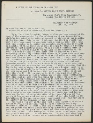 A Story of the Founding of Alpha Phi, October 16, 1897