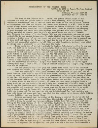 Reminiscences of the Chapter House, 1900