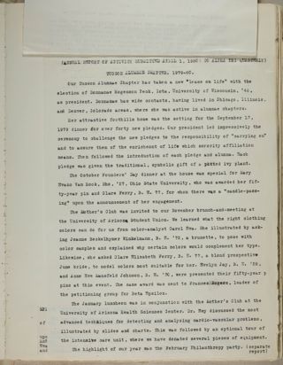 Annual Report of Activity Submitted to Alpha Phi Quarterly, April 1, 1980