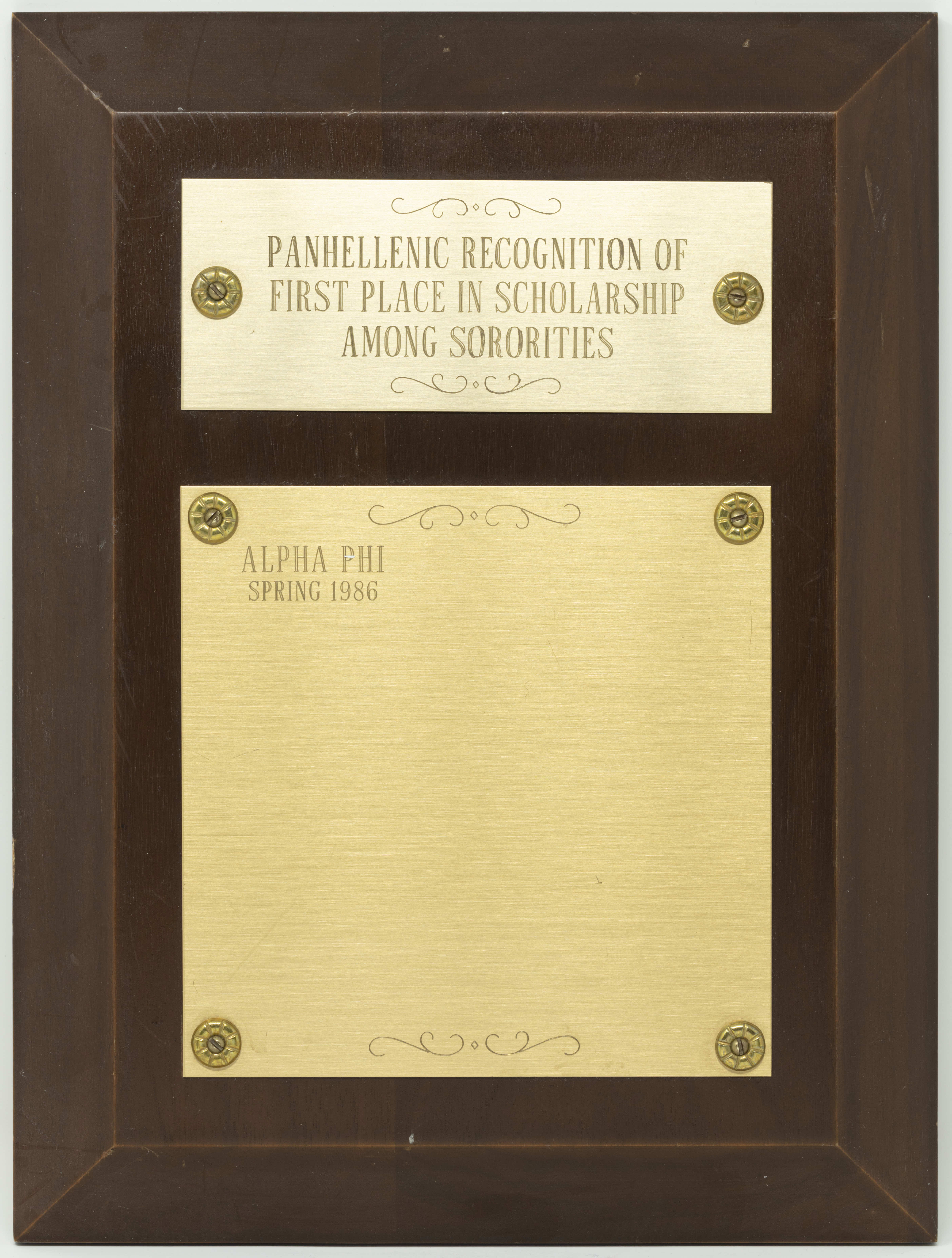 First Place in Scholarship