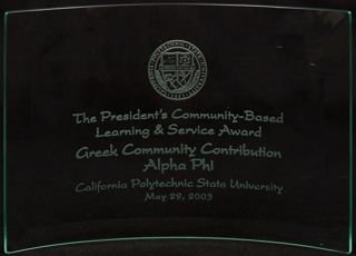 California Polytechnic State University The President's Community-Based Learning and Service Award, May 29, 2003