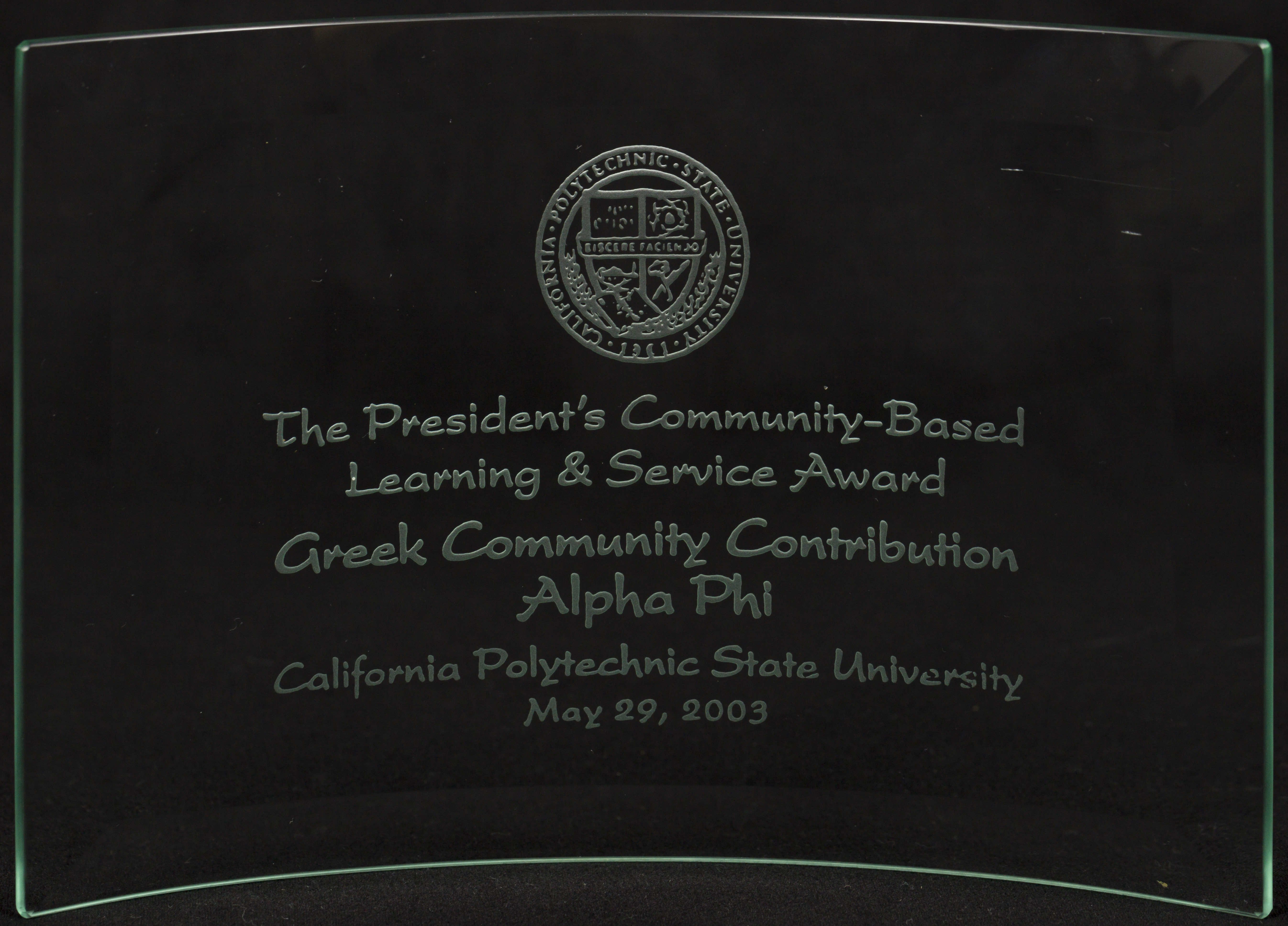 Community Based-Learning and Service Award