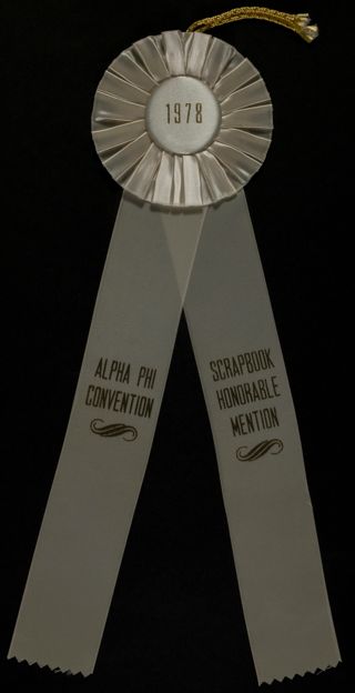 Alpha Phi Convention Scrapbook Honorable Mention Ribbon, 1978