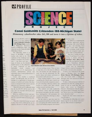 Science Project: Conni Goldsmith Crittenden (BB-Michigan State) Magazine Clipping, Fall 1995