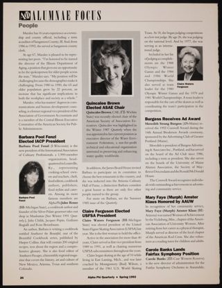Claire Ferguson Elected USFSA President Magazine Clipping, Spring 1993
