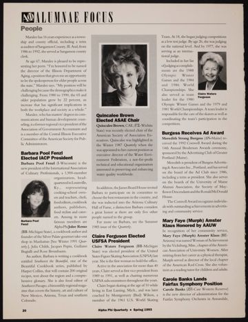 Claire Ferguson Elected USFSA President Magazine Clipping, Spring 1993