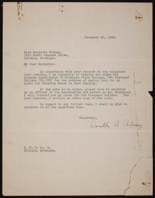 Dorothy D. Arbury to Marjorie Fowler Letter, December 30, 1936