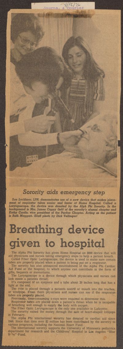 Breathing Device Purchased for Local Hospital