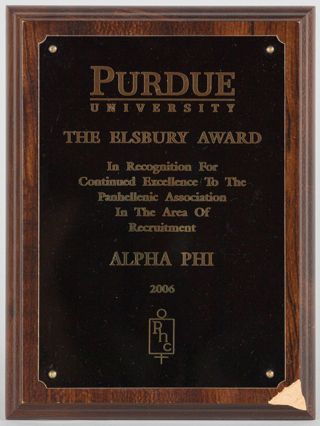 Purdue University The Elsbury Award Plaque, 2006