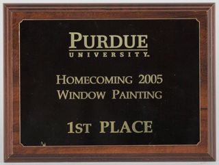 Purdue University Homecoming Window Painting First Place Plaque, 2005