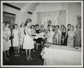 Sandy Pope Receiving Delta Mu Chapter Charter Photograph 1, 1963