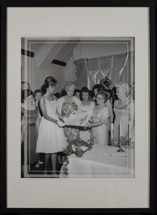 Sandy Pope Receiving the Delta Mu Chapter Charter Framed Photograph, 1963