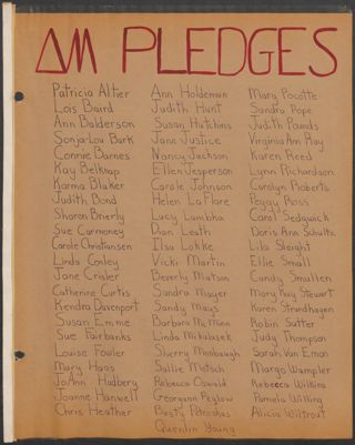 Delta Mu Chapter Scrapbook, 1963-1965, Page 1