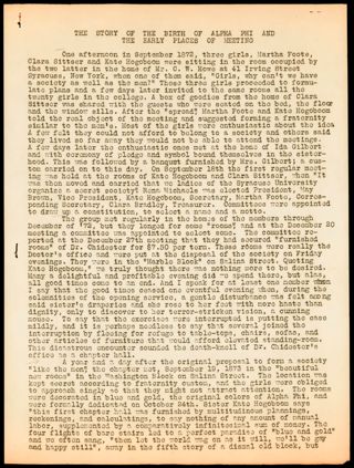 The Story of the Birth of Alpha Phi and the Early Places of Meeting