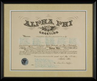 Epsilon Beta Chapter Framed Charter, May 7, 1967