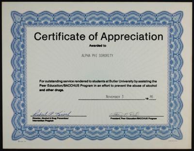 Alcohol Abuse Prevention Award