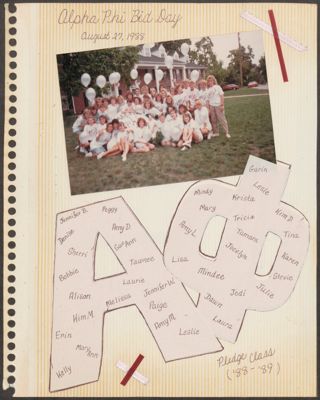 Epsilon Beta Chapter New Member Scrapbook, 1988-1989, Page 1