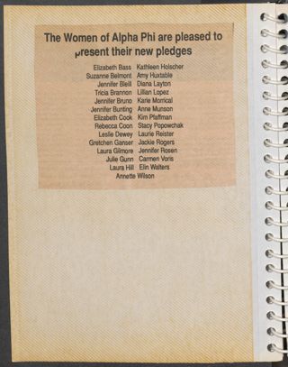 Epsilon Beta Chapter New Member Biography Scrapbook, 1990-1991, Page 14