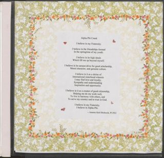 Epsilon Beta Chapter New Member Scrapbook, 2001, Page 1