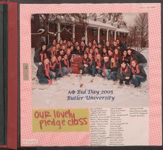 Epsilon Beta Chapter New Member Scrapbook, 2005, Page 1