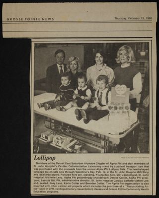 Lollipop Newspaper Clipping, February 13, 1986