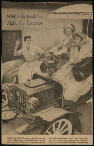 Wild Ride Leads to Alpha Phi Conclave Newspaper Clipping, c. 1958