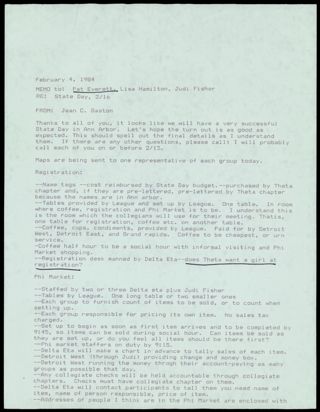 Jean C. Gaston to Everett, Hamilton, and Fisher Memo, February 4, 1984 [sic]