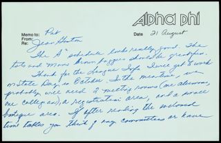 Jean Gaston to Pat Memo, August 21 1984