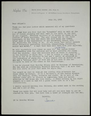 Irene R. Moore to Abigail Letter 2, July 19, 1965