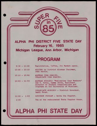 Super Five in 85 Program, February 16, 1985